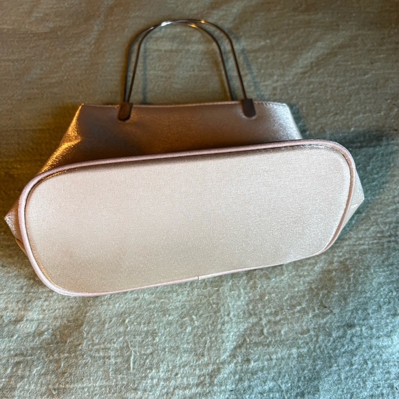Soft champagne colored cocktail handbag with metal hardware - Picture 3 of 12